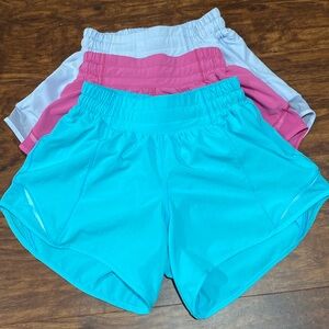 3 pairs Lululemon Hotty Hot shorts